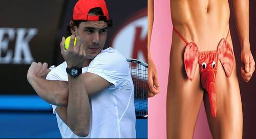  Why gives Rafa Nadal hands as 象 ?Cristiano Ronaldo wears 象 between legs.