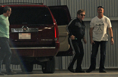  Elton John Arrives at milch Studios