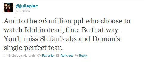  Julie Tweets About Stefan's Abs and Damon's Tear.