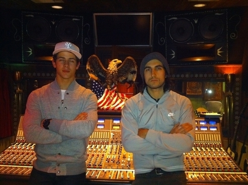  Nick Jonas and Greg Garbowsky Working Hard In #beatlab on January 24, 2011