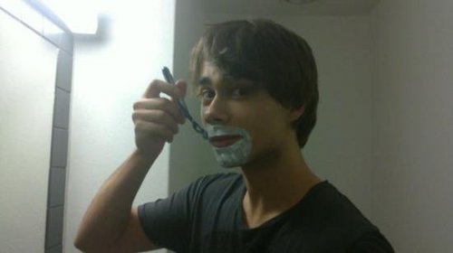  Alex shaving :) <3