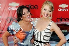  Dianna Agron and Lea Michele laughing