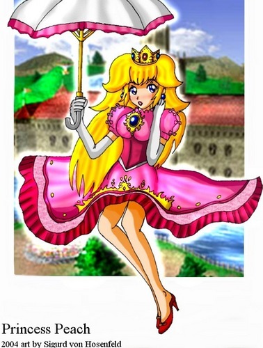 pic, peach falling with her umbrella