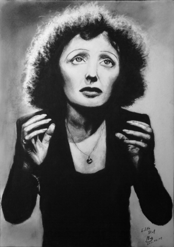  Edith Piaf charcoal drawing