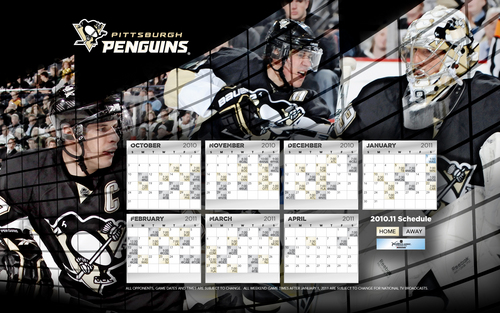  Pittsburgh Penguins 2010-11 Season Schedule