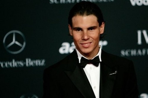  Rafael Nadal with the sleek hair he look like as Mickey muis !!!