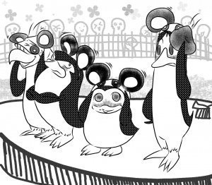  The penguins dressed like mickey ratón