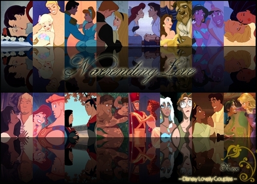 Disney couples in l’amour collage