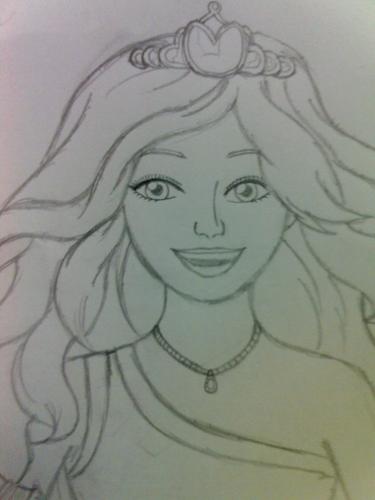 Cousin's Barbie in Princess Charm School drawing for me!