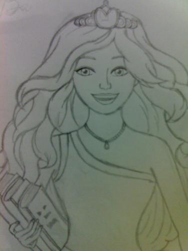  Cousin's Barbie in Princess Charm School drawing for me!