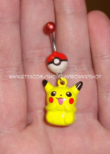  Pikachu with pokeball belly ring