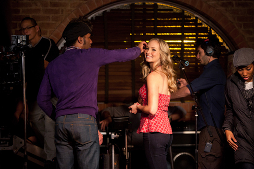  Candice as Caroline Forbes behind the scenes of TVD 2x16: The House Guest!
