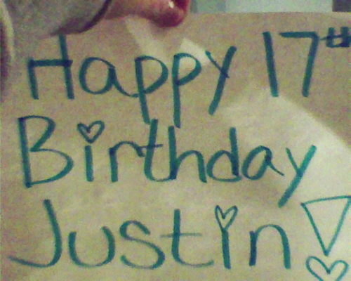1 of Justin's devoted fans , showing him support for his 17th bday(: