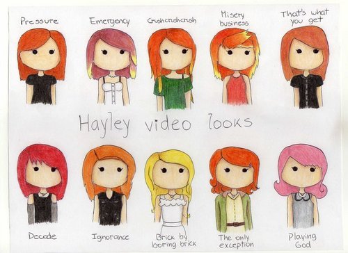  Hayley's many looks from 파라모어 Songs