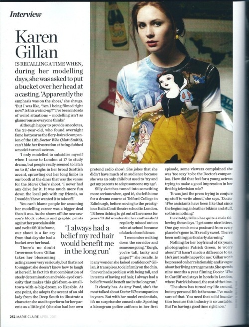Karen Gillan Marie Claire Magazine photo shoot
