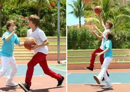 justin playing basketball !!