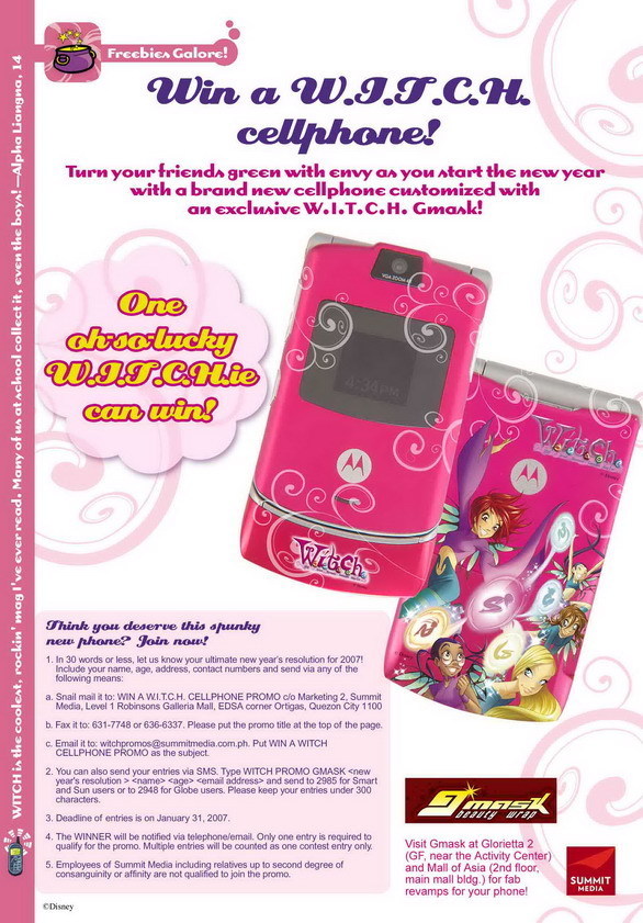 w.i.t.c.h cell phone(yes they have one winxlove)