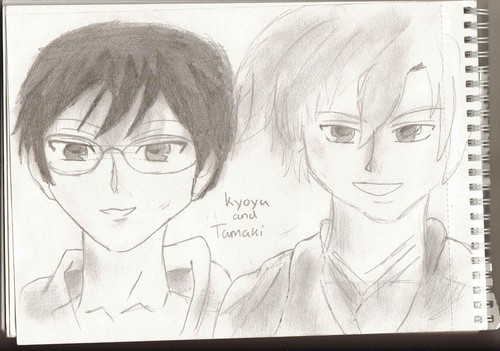  tamaki and kyoya pencil drawing