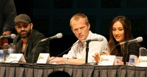  (L to R) Scott Charles Stewart (Director), Paul Bettany and Maggie Q at Comic-Con.