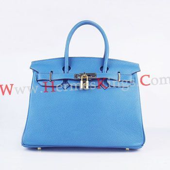  Hermes Birkin 30cm Togo leather Handbags blue golden