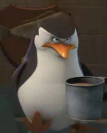  Sinister penguin.... with a coffee mug...
