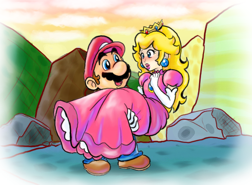  pêche, peach and Mario