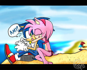  sonic amy on the সৈকত