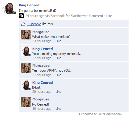  cenred and morgause argue on Facebook