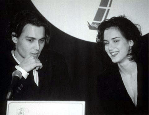  Johnny Depp and Winona Ryder at ShoWest 1990