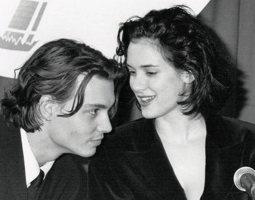  Johnny Depp and Winona Ryder at ShoWest 1990