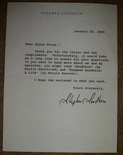 A Letter from Stephen Sondheim
