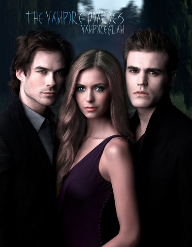  Damon,Stefan,Elena who is looking awesome with the illusion of blond/brown hair!