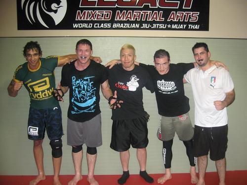  Jason Mayhem Miller and Ryo Chonan with Legacy MMA's Romulo Barral and Alberto grue, crane