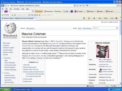  Maurice's "Wikipedia" artikel