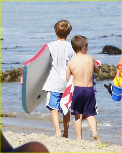  David Beckham: Malibu bờ biển, bãi biển with Romeo & Cruz!