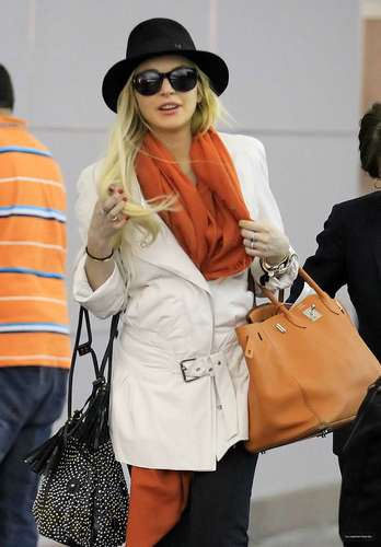 Lindsay Lohan Arriving at JFK Airport 