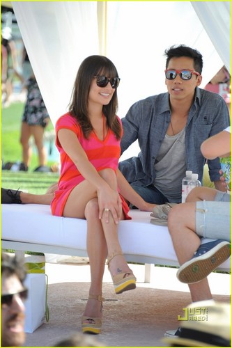  Lea Michele: Lacoste L!ve Pool Party with Theo Stockman!