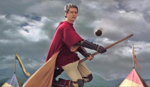 Oliver playing Quidditch
