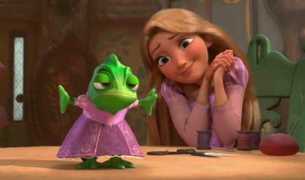 Rapunzel & Pascal her pet chamaleon