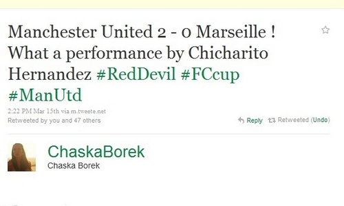 Chicharito twitter Chaska Borek in love with Javier Hernadez?