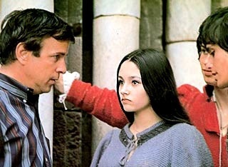 Franco Zeffirelli gives instruction to the Stars of the show, "Romeo & Juliet"