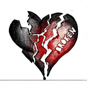  Gray / Red Broken cœur, coeur