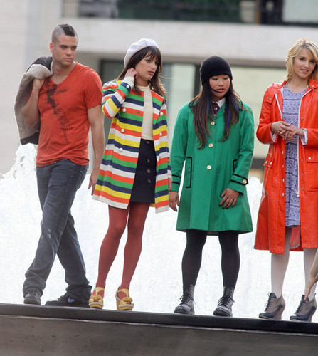  On set of Glee, at the линкольн Center Foutain | April 27, 2011.