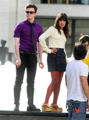  On set of Glee, at the lincoln Center Foutain | April 27, 2011.