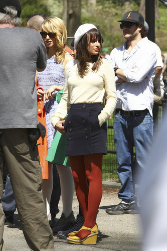  On set of Glee, in Central Park | April 27, 2011.