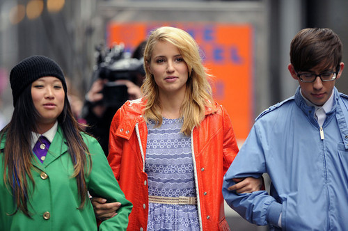  On set of Glee in NYC | April 25, 2011.