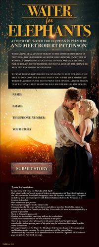  UK Fans: get a Chance to Win Tickets to the Premiere of Water for Elephants in लंडन and Meet Rober