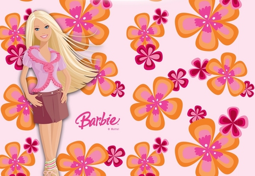  Barbie maua, ua karatasi la kupamba ukuta