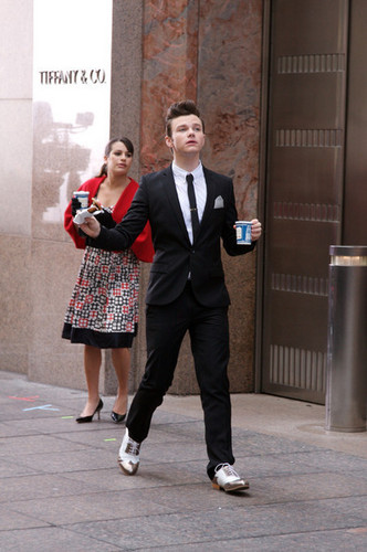  On the set of Glee, outside the Tiffany's | April 27, 2011.