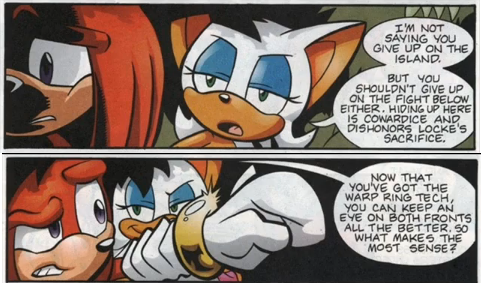  Rouge talking to Knuckles